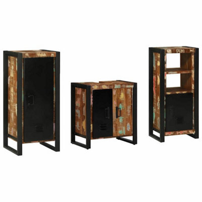 Berkfield Bathroom Furniture Set 3 Pcs Multicolour Solid Reclaimed Wood - image 1