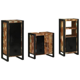 Berkfield Bathroom Furniture Set 3 Pcs Multicolour Solid Reclaimed Wood - thumbnail 3