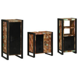 Berkfield Bathroom Furniture Set 3 Pcs Multicolour Solid Reclaimed Wood - thumbnail 2