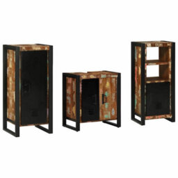 Berkfield Bathroom Furniture Set 3 Pcs Multicolour Solid Reclaimed Wood - thumbnail 1
