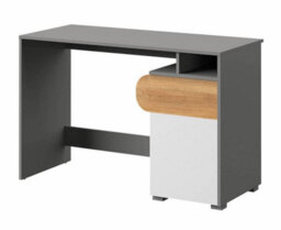 Arte Carini Modern Computer Desk In White, Grey & Oak Nash - W1200mm X H780mm X D530mm