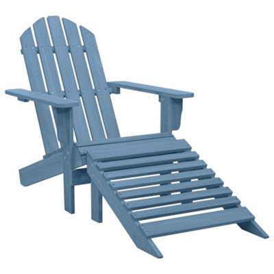 Walplus Garden Adirondack Chair With Ottoman Solid Fir Wood Blue - image 1