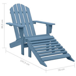 Walplus Garden Adirondack Chair With Ottoman Solid Fir Wood Blue - thumbnail 8