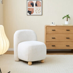 Nordlys Solid Wood And Beige Fabric Lounge Chair Countryside Style Living Room - thumbnail 3