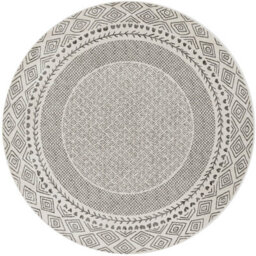 Livabliss Round Bahar-Geometric Grey Beige Global Living Dining Bedroom Rug 160 X 160 Cm Easy Care, Non Shedding - thumbnail 1