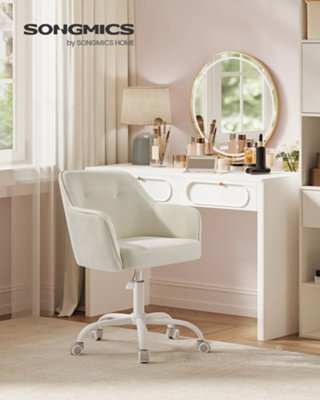 LEDREM Office Chair, Swivel Desk Chair, For Makeup Vanity, Adjustable Height, Armrests, 110 Kg Load, Corduroy Fabric, Home Office - image 1