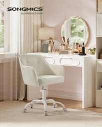 LEDREM Office Chair, Swivel Desk Chair, For Makeup Vanity, Adjustable Height, Armrests, 110 Kg Load, Corduroy Fabric, Home Office