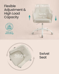 LEDREM Office Chair, Swivel Desk Chair, For Makeup Vanity, Adjustable Height, Armrests, 110 Kg Load, Corduroy Fabric, Home Office - thumbnail 5