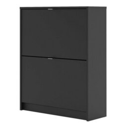 Wyld Haus Prague Matte Black Shoe Cabinet With 2 Flip-Down Doors Slim Hallway Storage - thumbnail 4