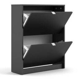 Wyld Haus Prague Matte Black Shoe Cabinet With 2 Flip-Down Doors Slim Hallway Storage - thumbnail 5