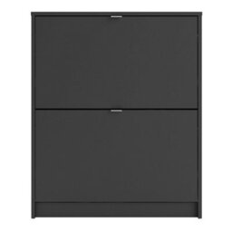 Wyld Haus Prague Matte Black Shoe Cabinet With 2 Flip-Down Doors Slim Hallway Storage - thumbnail 3