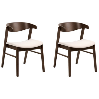 Beliani Set Of 2 Dining Chairs Lilly Fabric Dark Brown/ Off-White - image 1