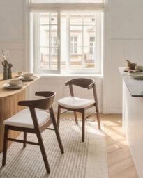 Beliani Set Of 2 Dining Chairs Lilly Fabric Dark Brown/ Off-White - thumbnail 2