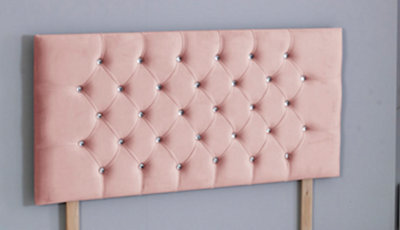 Comfy Deluxe 5Ft King 26Inch Pink Plush Chesterfield Headboard