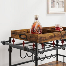 Bar Cart With Wheels 3 Tier Drinks Trolley Wine Rack Holder Serving - thumbnail 6