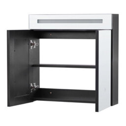 Beliani Bathroom Wall Mounted Mirror Cabinet Led Jaramillo 60 Cm 60 Cm Black - thumbnail 4