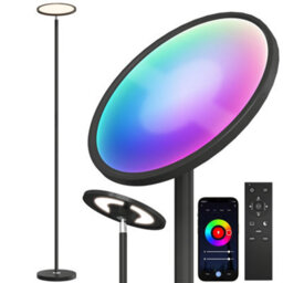 Homcom Uplighter Floor Lamp With Tuya App And Music Sync For Bedroom, Black - thumbnail 2
