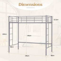 Metal Loft Bed Space Saving Loft Bed Frame With 2 Ladders - thumbnail 2