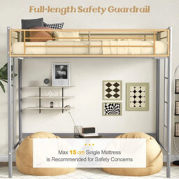 Metal Loft Bed Space Saving Loft Bed Frame With 2 Ladders - thumbnail 6