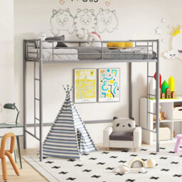 Metal Loft Bed Space Saving Loft Bed Frame With 2 Ladders - thumbnail 3