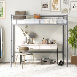 Metal Loft Bed Space Saving Loft Bed Frame With 2 Ladders - thumbnail 5
