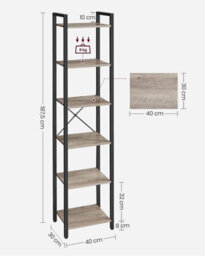 Songmics Vasagle Bookcase, 6-Tier Bookshelf, Open Storage Shelving, Standing Display Rack, For Office, Living Room, Bedroom - thumbnail 7