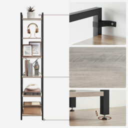 Songmics Vasagle Bookcase, 6-Tier Bookshelf, Open Storage Shelving, Standing Display Rack, For Office, Living Room, Bedroom - thumbnail 3