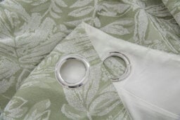 Luxury Living Chenille Jacquard Lined Ring Top Eyelet Curtains Green - thumbnail 5