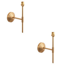 Loops Stylish Dimmable Wall Lights Set Of 2 In Brushed Aged Brass Finish - thumbnail 1