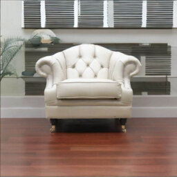 Chesterfield Handmade Armchair Shelly Pebble Real Leather In Victoria Style - thumbnail 6
