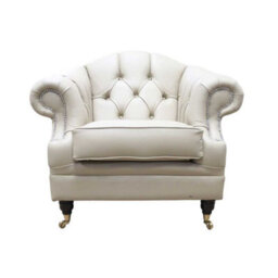 Chesterfield Handmade Armchair Shelly Pebble Real Leather In Victoria Style - thumbnail 1