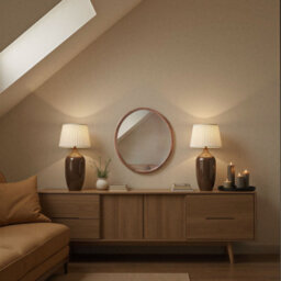 Yearn Solid Oak Round Warm Wood Wall Mirror - thumbnail 2