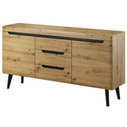 Arte Stylish Nordi Large Sideboard Cabinet H830mm W1600mm D400mm In Oak Artisan And Black - Contemporary Elegance For Your Home
