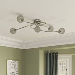 GoodHome Phaidros Plate Gloss Metal Chrome 5 Lamp Led Ceiling Light - thumbnail 6