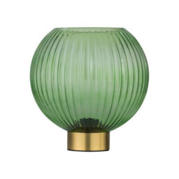 First Choice Lighting Betchley - Battery Operated Satin Brass Lamp With Green Glass