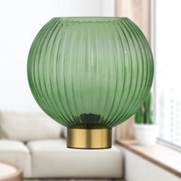 First Choice Lighting Betchley - Battery Operated Satin Brass Lamp With Green Glass - thumbnail 6