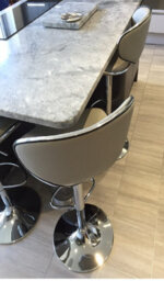 Lamboro Carcaso Kitchen Bar Stools Pair Grey, Adjustable Swivel Gas Lift, Chrome Base, For Breakfast Bar Or Kitchen - thumbnail 3