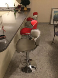 Lamboro Carcaso Kitchen Bar Stools Pair Grey, Adjustable Swivel Gas Lift, Chrome Base, For Breakfast Bar Or Kitchen - thumbnail 2