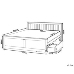 Beliani Bed With 2 Drawers Pine Wood Olendon 160 X 200 Cm (Eu King Size) White - thumbnail 3