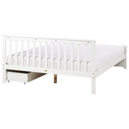 Beliani Bed With 2 Drawers Pine Wood Olendon 160 X 200 Cm (Eu King Size) White - thumbnail 8
