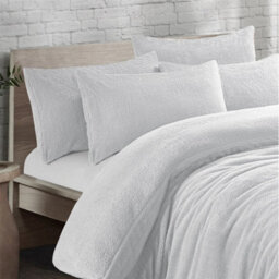 Homespace Direct Ltd Teddy Bear Fleece Duvet Cover Set Bedding Warm White Single - thumbnail 2