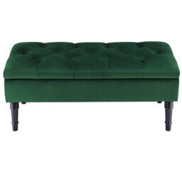 Darphe Green Buttoned Velvet Storage Bench - thumbnail 2