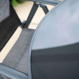 Primrose 4 Seater Dining Set Garden Furniture With Parasol Reclining Chairs Glass Table In Grey - thumbnail 5