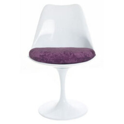 Fusion Living White Tulip Dining Chair With Luxurious Purple Cushion - thumbnail 6