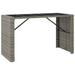 Berkfield Bar Table With Glass Top Grey 185X80X110 Cm Poly Rattan - thumbnail 2