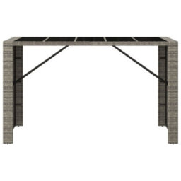 Berkfield Bar Table With Glass Top Grey 185X80X110 Cm Poly Rattan - thumbnail 3