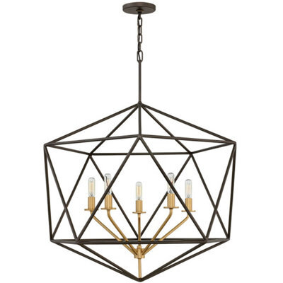 Elegant 5 Bulb Gold Chandelier With Matte Bronze Finish For Modern Interiors
