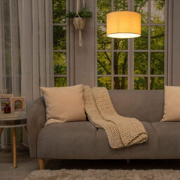 Valuelights Reni Pair Of Natural Fabric Drum Ceiling Lamp Shades (D)25Cm - thumbnail 2