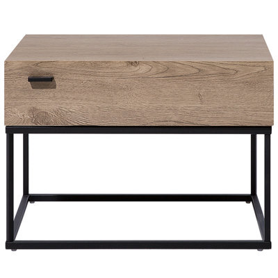 Wyld And Coco Novahome Bedside Table - Dark Brown Melamine Drawer, Black Metal Base, Industrial Design, W55 X D41 X H39Cm - image 1