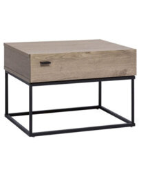 Wyld And Coco Novahome Bedside Table - Dark Brown Melamine Drawer, Black Metal Base, Industrial Design, W55 X D41 X H39Cm - thumbnail 3